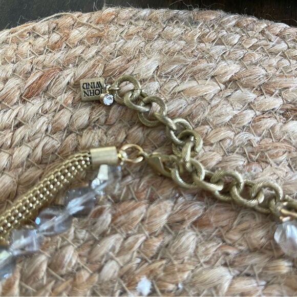 John Wind Neutral Chunky Statement Necklace Druzy Stone Coin Chain - Picture 4 of 5